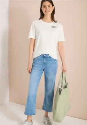 Shirt met ronde hals en opdruk op de rug