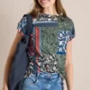 Shirt met ronde hals en patchworkprint