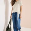 Shirt met ronde hals en rimpels