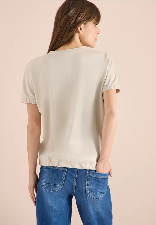 Shirt met ronde hals en rimpels - Afbeelding 3