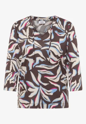 Alternative view of Shirt met split neck en print