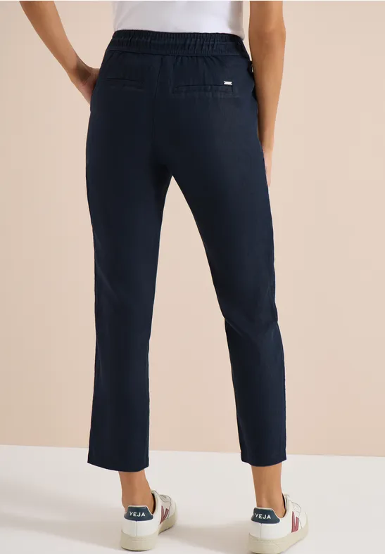 Slim Legs broek in causale pasvorm van linnen - Afbeelding 3