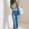 Sweater met korte mouwen en leoprint