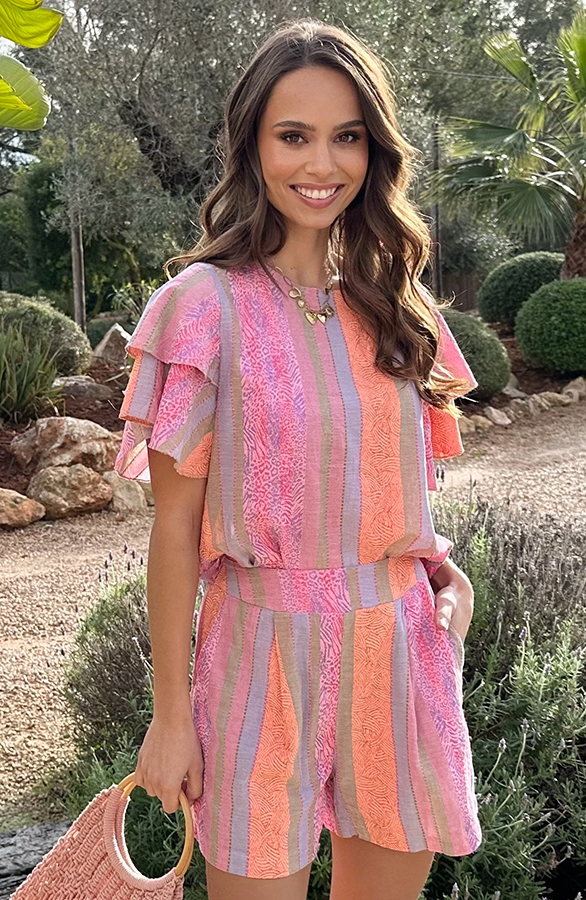 Top Met Ruffle Mouw Lilly Multicolor