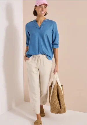 Tuniek met 3/4 mouwen in denimlook