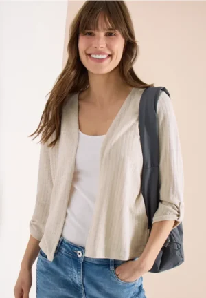 Vest met 3/4 mouwen in een gebreide look
