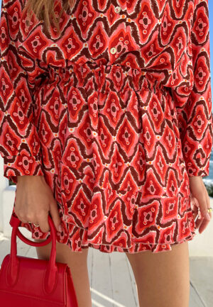 Viscose Print Skort Deep Coral