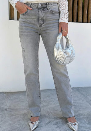 Wide Leg Jeans Dez Grey Damaged
