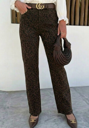 Wide Leg Jeans Dez Leopard Brown