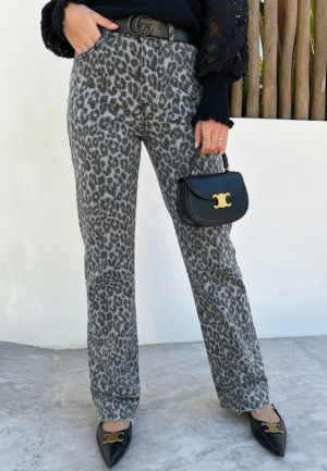 Wide Leg Jeans Dez Leopard Grey