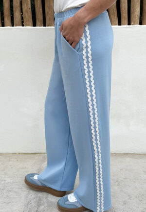 Wide Leg Swirl Bies Pants Light Blue