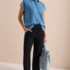 Wide Legs broek in seersucker kwaliteit