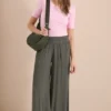 Wide Legs broek met crêpe structuur