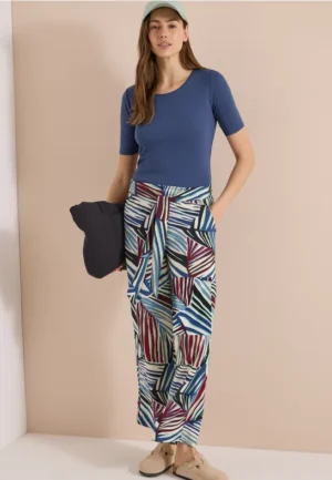 Wide Legs broek met print en riemdetail
