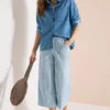 Wide leg jeans met strepen