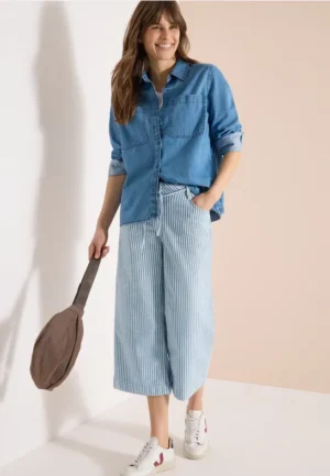 Wide leg jeans met strepen