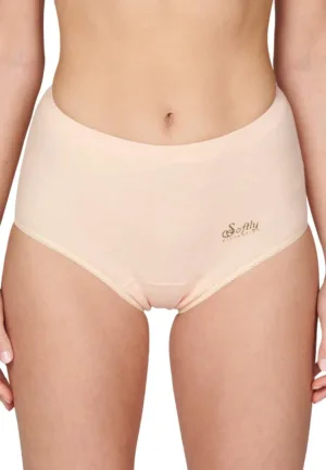 Beeren 2-pak Julia taille slip met badstof kruisje "Softly" - Hoge Katoenen dames onderbroek - Oma ondergoed