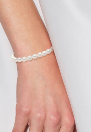 Alternative view of Armband Gekweekte Parels Zoetwater 6-7mm White Luxury Geel gouden gesp
