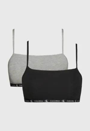 Calvin Klein 2-Pack bralette katoen zonder Beugel - CK96 - Dames bh topje met verstelbare spaghetti bandjes