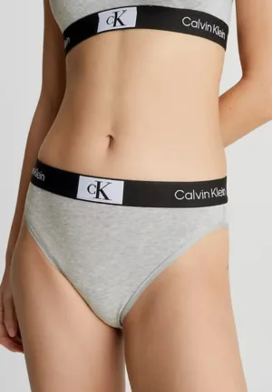 Calvin Klein Brazilian dames - High Waist - Grijs - Hoge dames brazilian slip - Katoenen taille slip