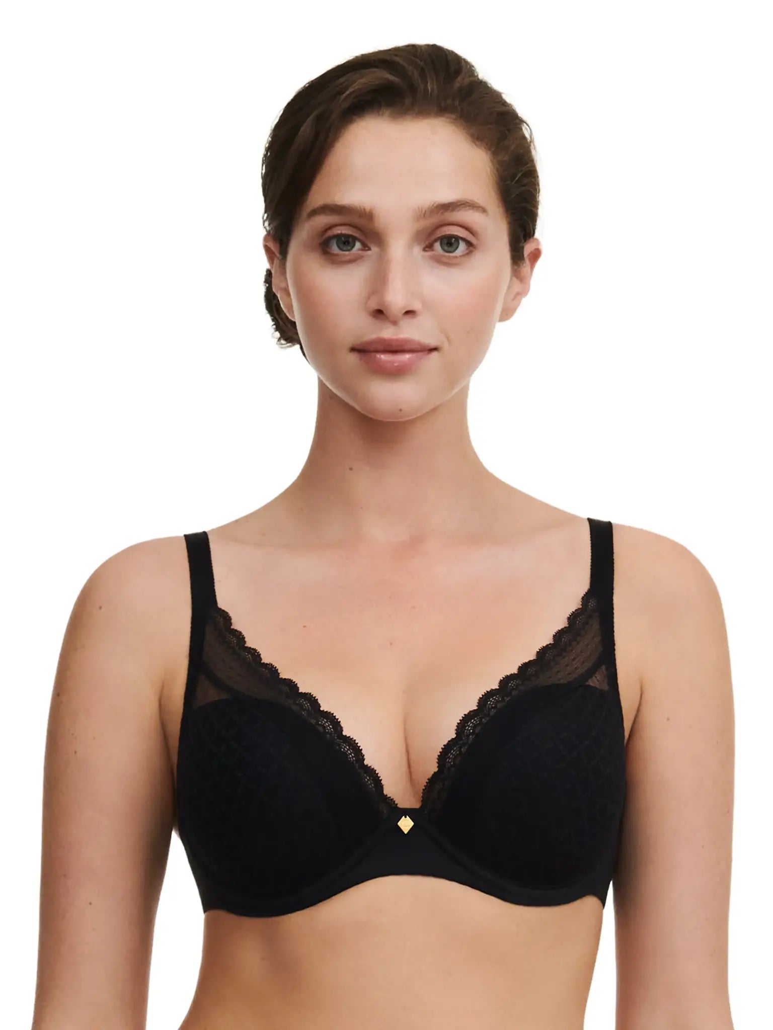 - Beugel Plunge BH - Norah Chic - Kanten beugel bh met goede ondersteuning - Stevige zwarte bh met uitneembare pads - Decollete bh