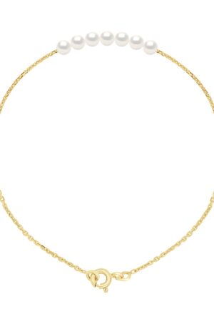 Armband Schakelketting Parels - 7 Echte Gecreëerde Zoetwaterparels Rond 3-4 mm