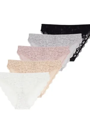 5-pack - dames onderbroeken brief slip dames kant - Myla - Kanten dames heupslips microfiber
