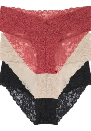 Dames slip 3-pack Kant - Lana - Kanten dames onderbroeken - microfiber ondergoed