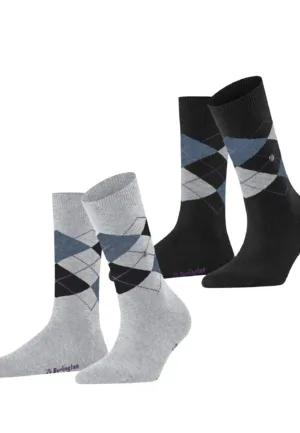 Burlington 2-paar Everyday dames sokken - Argyle - katoenen sokken met ruit print