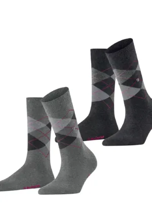 Burlington 2-paar Everyday dames sokken - Argyle - katoenen sokken met ruit print
