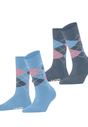 Burlington 2-paar Everyday dames sokken - Argyle - katoenen sokken met ruit print