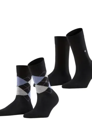 Burlington 2-paar everyday dames sokken - Biologisch katoenen vrouwen sokken met ruit print