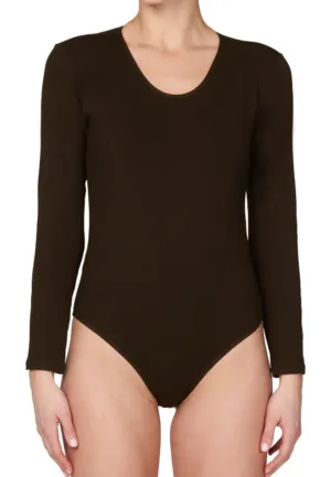 J&C body lange mouw katoen - bodystocking dames - diepe ronde hals - Witte body - zwarte body