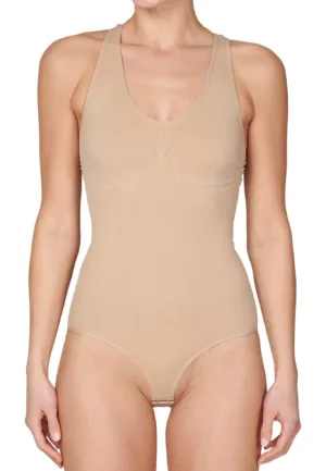 J&C corrigerende body dames - brede bandjes - Shapewear bodysuit - Wit - Huidskleur