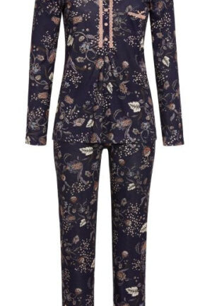 Ringella Dames Pyjama - donkerblauw met bloemenprint