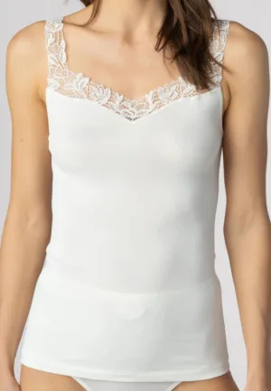 Mey Emotion dames brede band hemd met kant - Kanten vrouwen onderhemd - Singlet - Brede bandjes