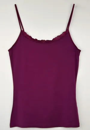 Nina von C dames spaghetti hemd kant - Modal - Kanten onderhemd met smalle bandjes - Luxe singlet
