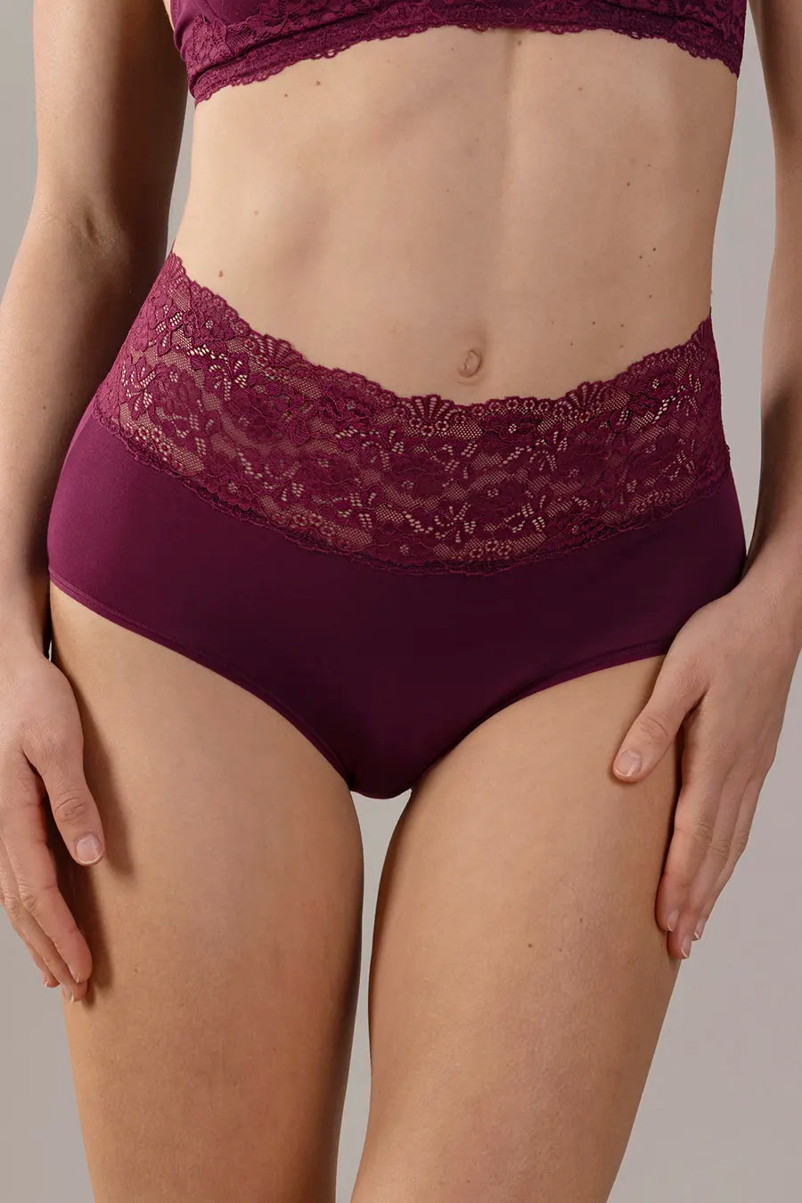 Nina von C dames taille slip Modal kant - Comfortabele kanten hoge dames onderbroek - Huidvriendelijk