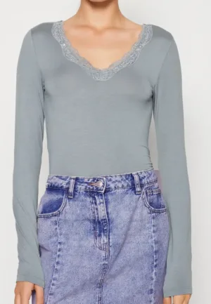 Dames shirt Kant lange mouw - Barbera - Kanten dames ondershirt - Viscose