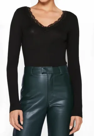 Pieces dames shirt Kant lange mouw - Barbera - Kanten dames ondershirt - Viscose