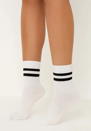 Dames sokken 1-pack - Strepen - onesize - Dames sportsokken wit en zwart