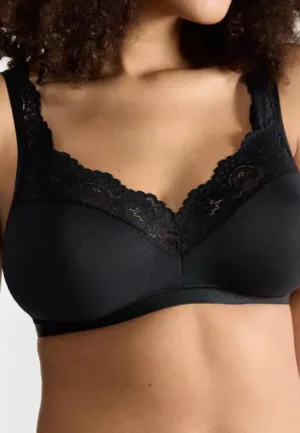Romance Soft Bra BH zonder beugel - Zonder vulling en niet voorgevormde kanten Bh - Zwart - Wit