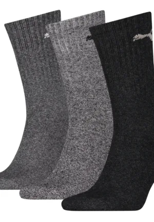 3-paar Crew sport sokken - Katoenen ademende sportsokken voor dames en heren - Zwart - Grijs - Donkerblauw