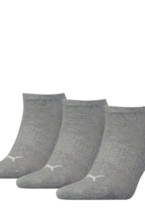 3-Paar Sneaker sokken met zachte badstof zool - Ademend mesh gedeelte - Elastisch katoen- Wit - Zwart - Grijs
