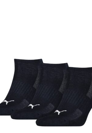 3-Paar Sneaker sokken met zachte badstof zool - Ademend mesh gedeelte - Elastisch katoen- Wit - Zwart - Grijs