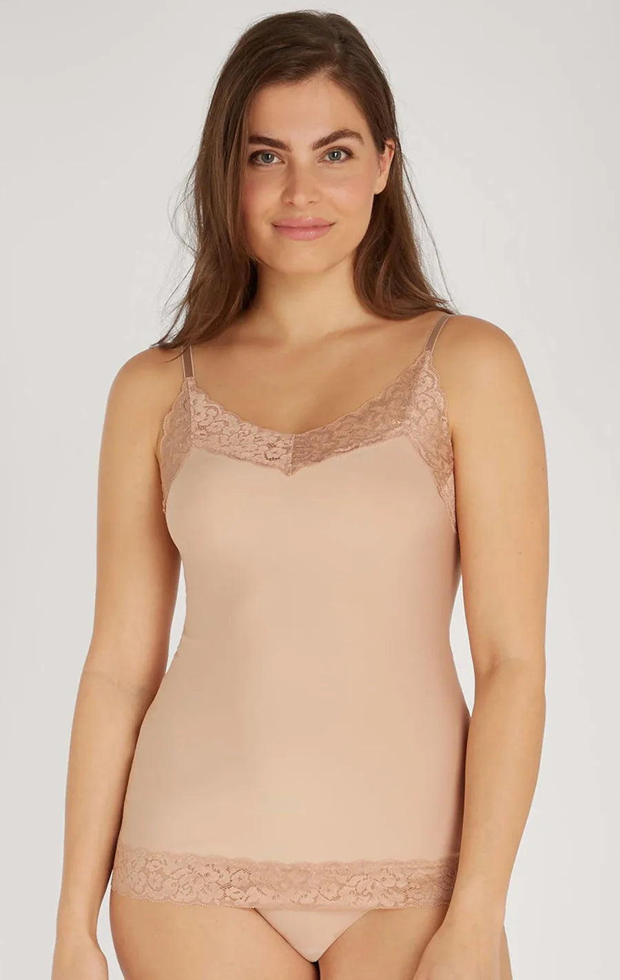 31912 Secrets dames hemd kant - Spaghetti bandjes - Kanten Naadloos dames hemd microfiber - lingerie top