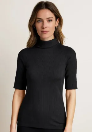 Thermo Rib dames shirt hoge hals - korte mouw- Warm ondershirt vrouwen