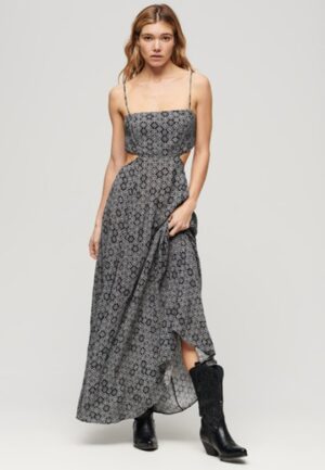 Maxi-jurk met Transparante Achterkant Zwart Grootte: 42