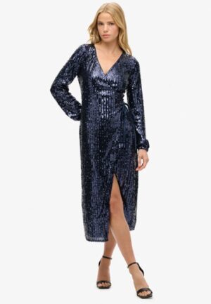 Maxi Wikkeljurk met Lovertjes Blauw Grootte: 36