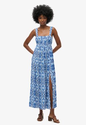 Maxi-jurk met Strik op de rug Blauw Grootte: 40